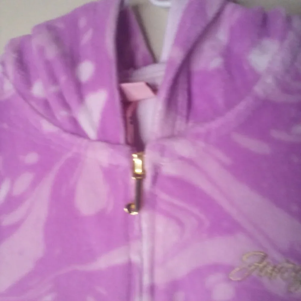 Juicy Couture Jacket Girls 7 Fleece Full Zip Pocket Pink